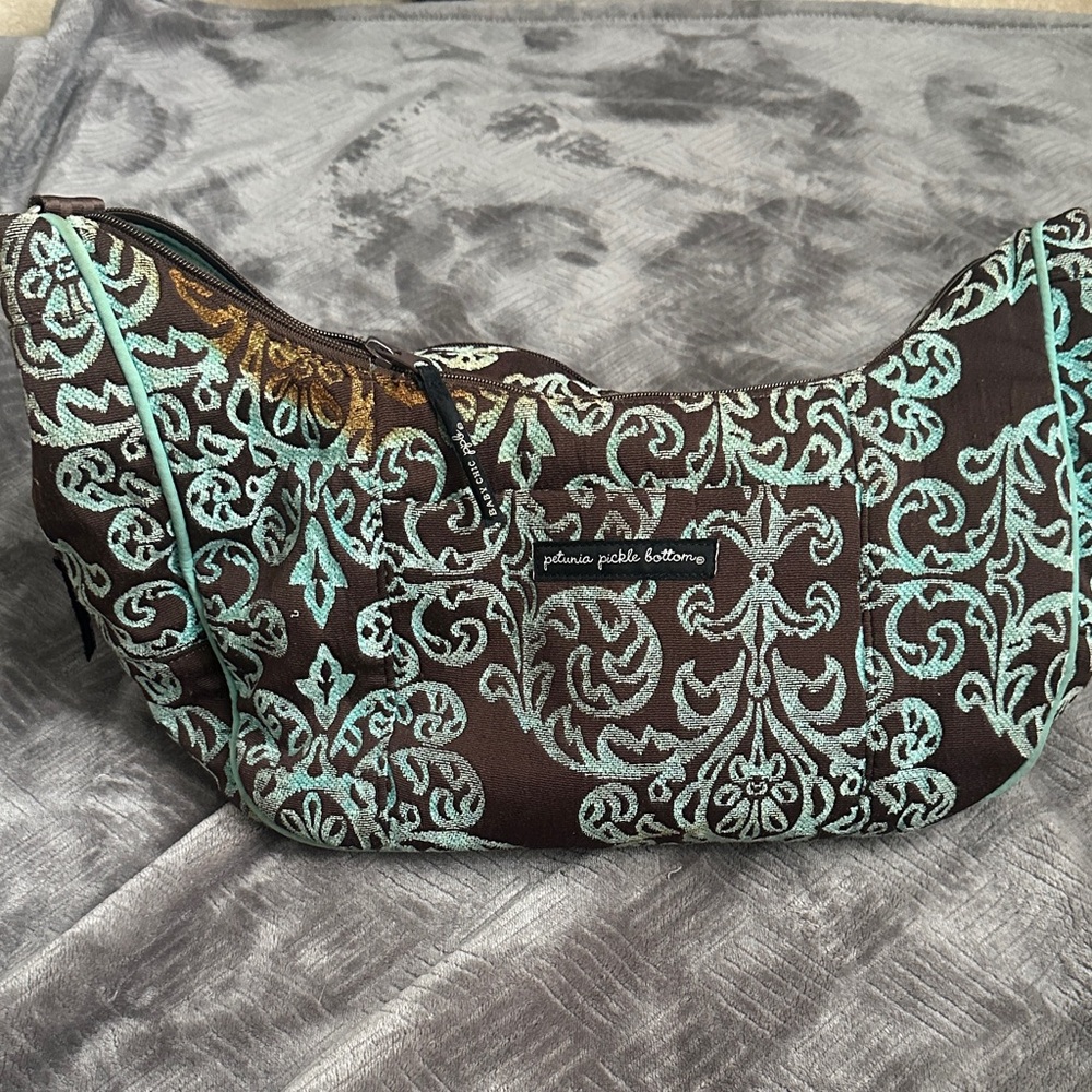 Petunia Pickle Bottom Brown & Turquoise Hobo Diaper Bag